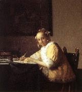 Jan Vermeer A Lady Writing a Letter oil painting artist